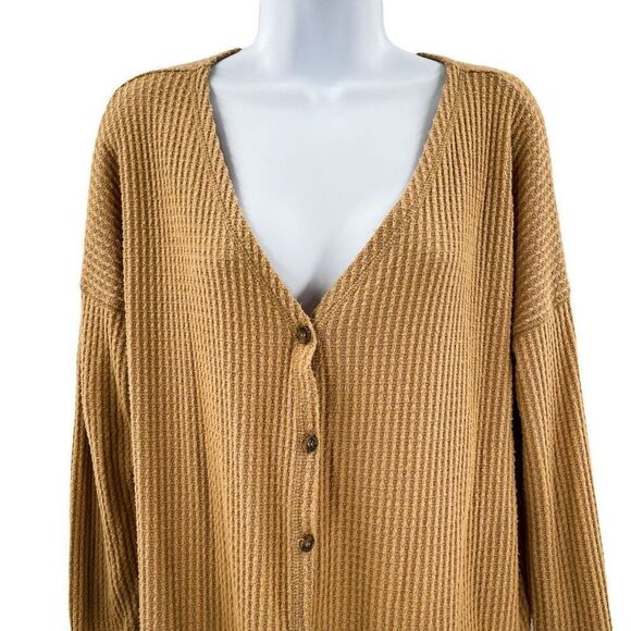 2/$30 American Eagle Outfitters Waffle Knit Button Front Cardigan Sweater Top - Picture 5 of 8